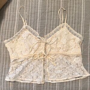 Free People Cream Lace Crop Top